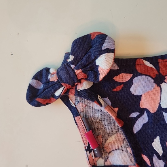 Vince Camuto Navy Blue Floral Linen Peplum Tank And Shorts Set Size 10 - Picture 9 of 9